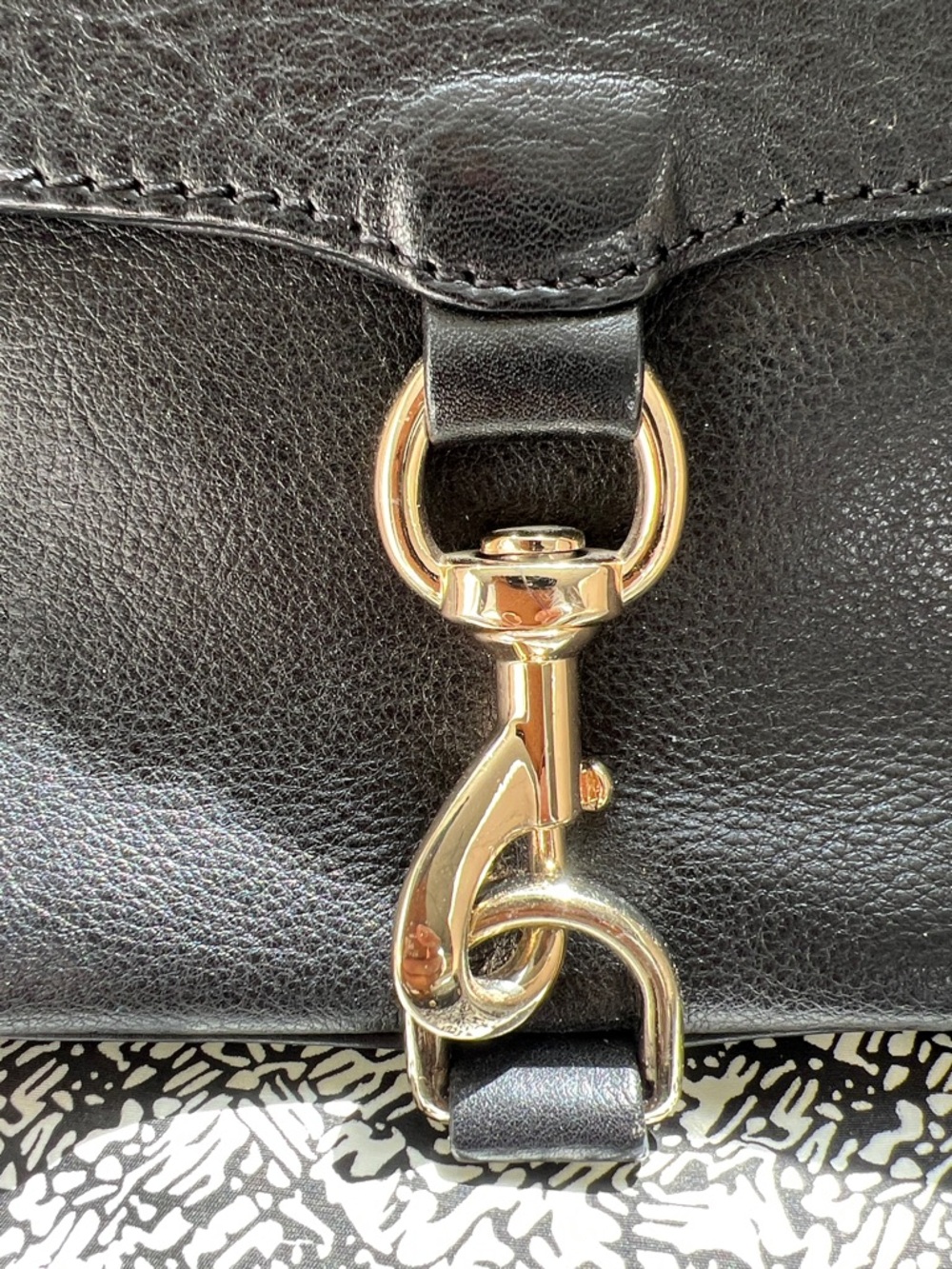 Rebecca Minkoff Black Leather Crossbody with Gold Chain - Picture 2 of 7